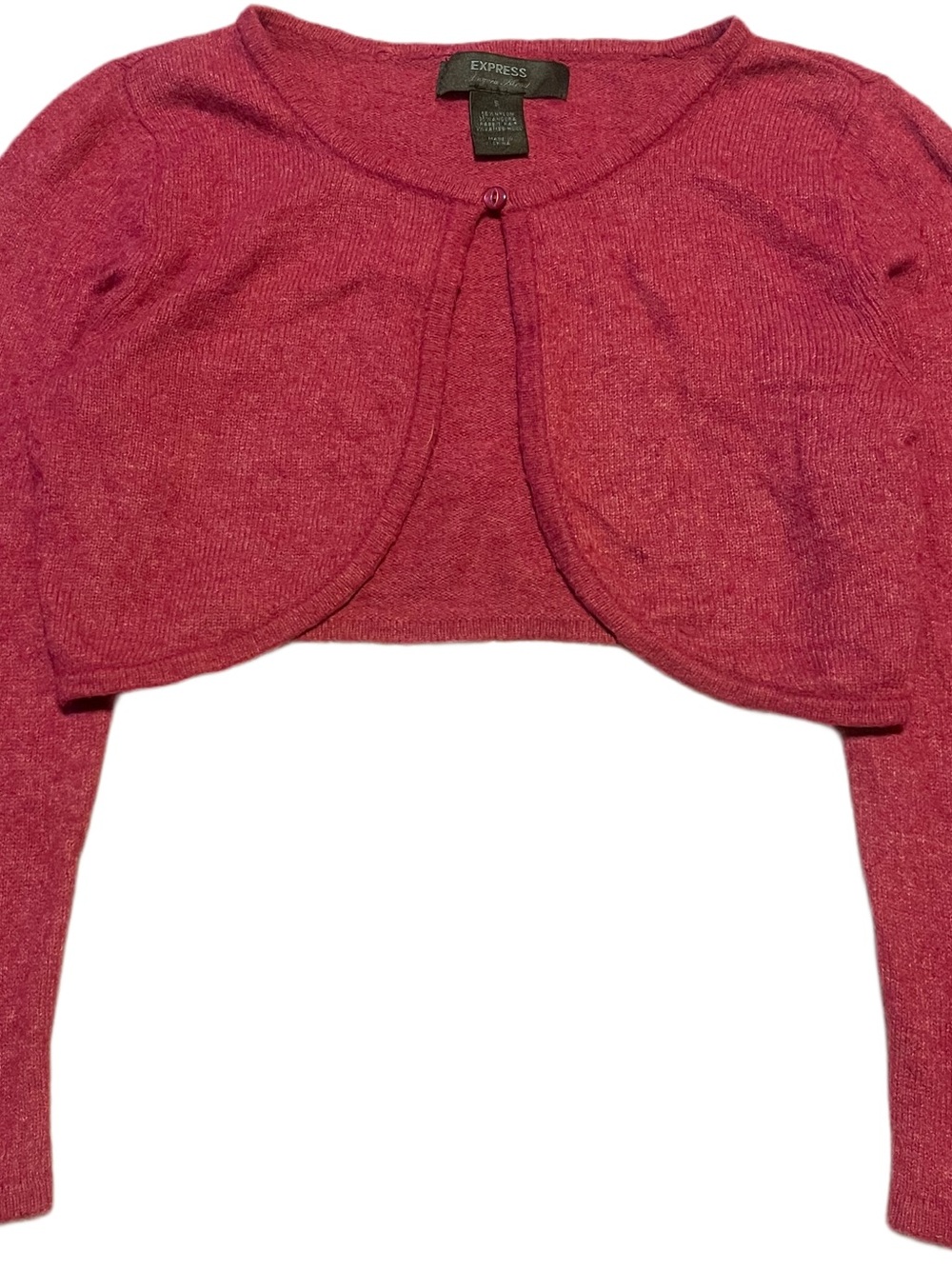Vintage y2k Express Women's Fuschia Cropped Bolero Sweater